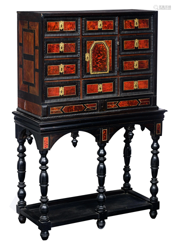 A Flemish Antwerp cabinet-on-stand, 17thC and later, H