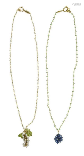 Two 18kt. Gemstone Necklaces