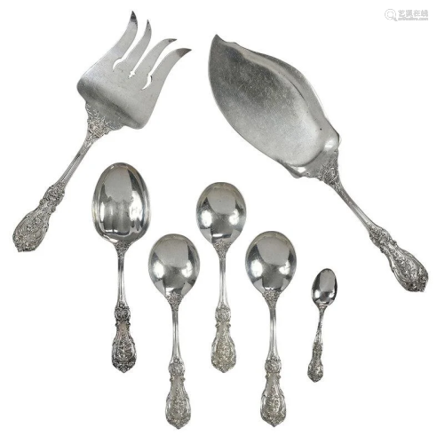 Seven Pieces Francis I Sterling Flatware