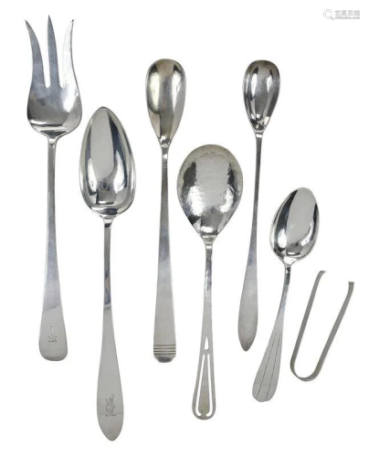 Seven Pieces Arts & Craft Sterling Flatware