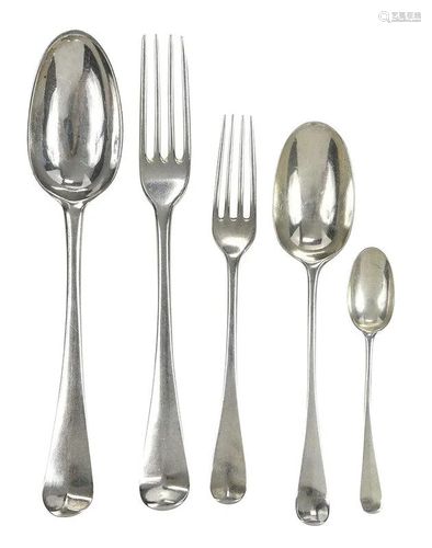 Set of George III Irish Silver Flatware, 56 Pieces