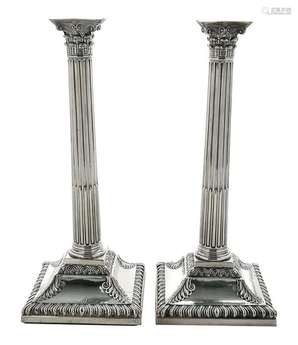 Pair of George III English Silver Candlesticks