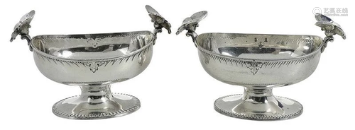 Pair Kirk Sterling Open Master Salts with Butterflies