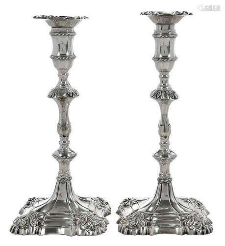 Pair of George III English Silver Candlesticks