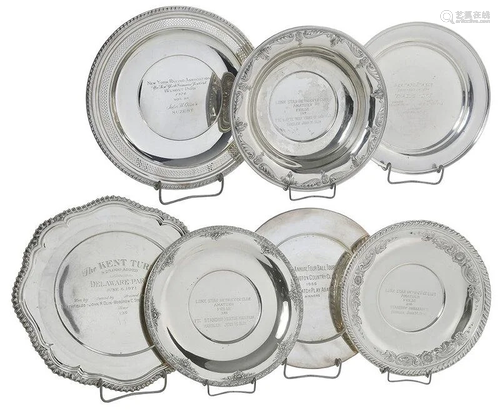 Six Trophy Sterling Plates