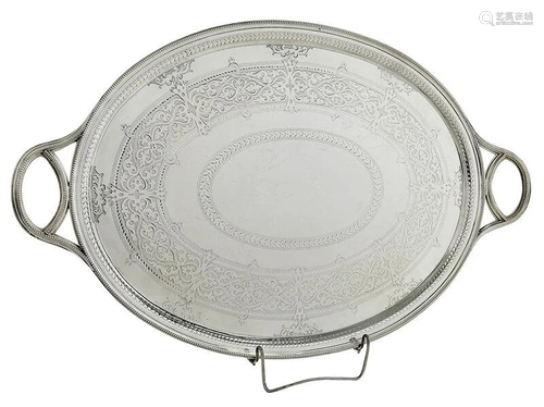 Victorian English Silver Two Handle Tray