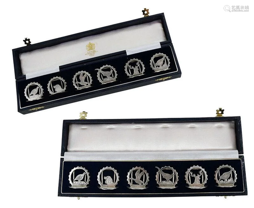 Twelve English Silver Cased Place Card Holders