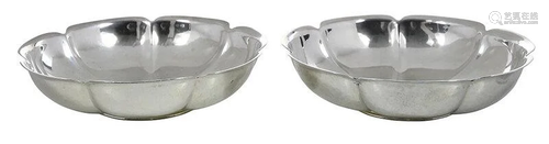 Pair Gyllenberg Arts & Crafts Sterling Lobed Bowls