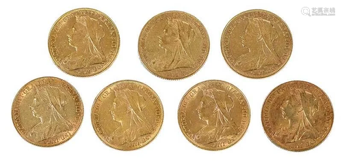 Seven Victoria Gold Sovereigns