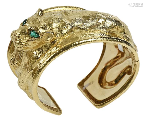 David Webb 18kt. Leopard Cuff Bracelet