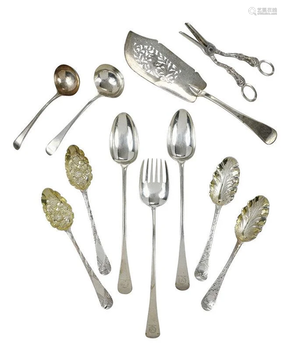 Eleven English Silver Serving Pieces