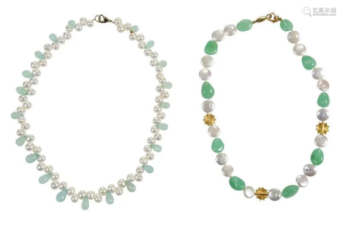 Two Gold and Gemstone Necklaces