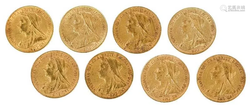 Eight Victoria Gold Sovereigns