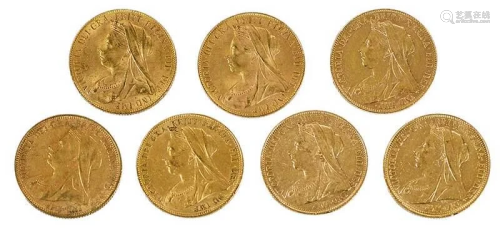 Seven Victoria Gold Sovereigns