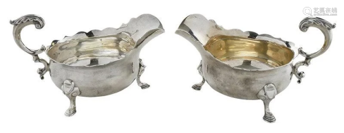 Pair of Large English Silver Sauce Boats