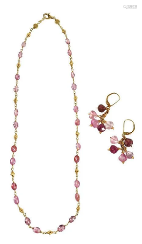 18kt. Gemstone Necklace and Earrings