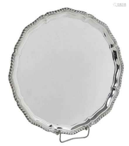 Large English Silver Footed Tray