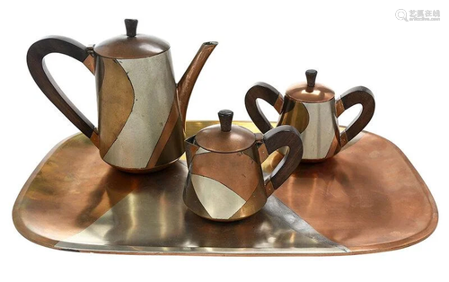 Six Piece Los Castillo Mixed Metal Coffee Set