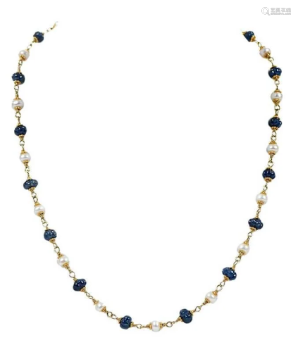 18kt. Sapphire and Pearl Necklace