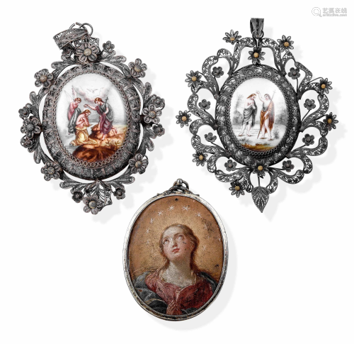 Due pendenti Filigrana d'argento, smalti dipinti