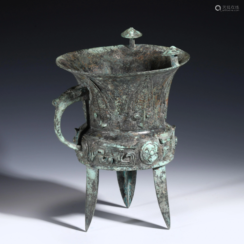 HAN BRONZE JUE WINE VESSEL