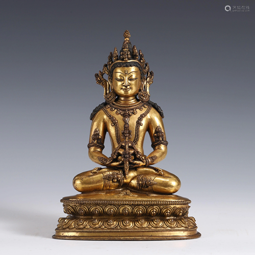 MING GILT BRONZE AMITAYUS BUDDHA