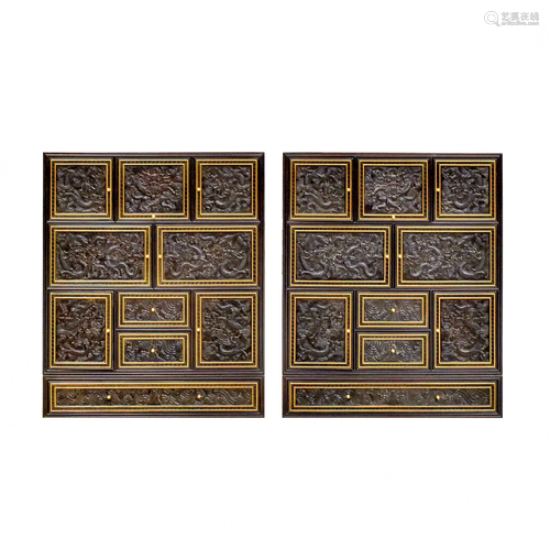 PAIR OF ZITAN CABINETS