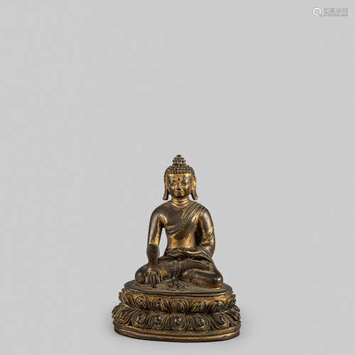 清中期 銅鎏金藥師佛坐像