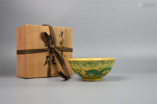 Qing Dynasty Guangxu Official Kiln---Yellow Ground and Green...