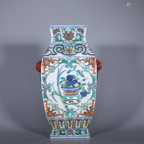 Qing Dynasty-Qianlong Famille Rose Square Vase