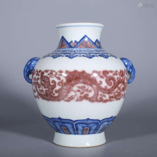 Qing Dynasty-Qianlong bucket colored dragon vase