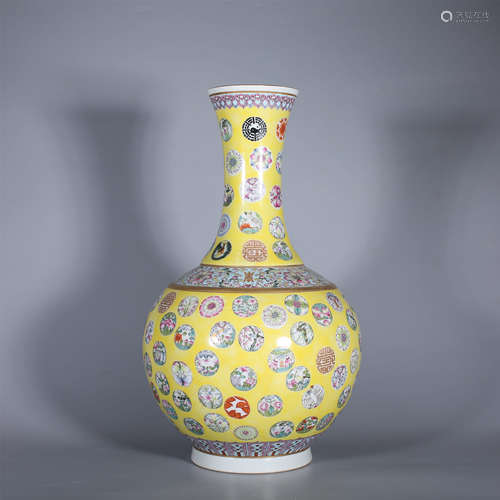 Qing-Guangxu famille rose celestial bottle