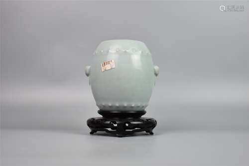 Mid Qing Dynasty--Qianlong Bean Celadon Drum Washer