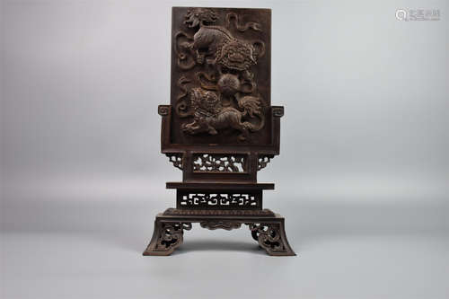 Qing Dynasty-Weng Tong and Qiyang Stone Inkstone Screen