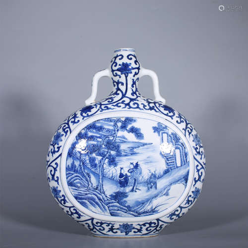 Qing Dynasty-Qianlong Blue and White Moon Holding Vase