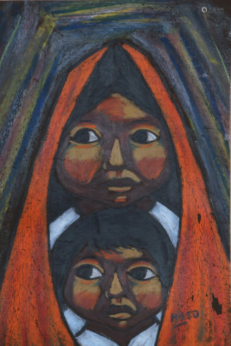 Arturo Nieto, Brother and Sister, Gouache on Paper