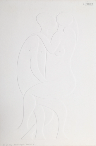 Omar Rayo, Erotico I, Blind-Embossed Intaglio, signed