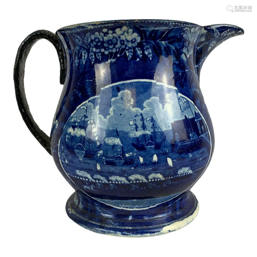 Landing of Lafayette Historical Blue Pitcher