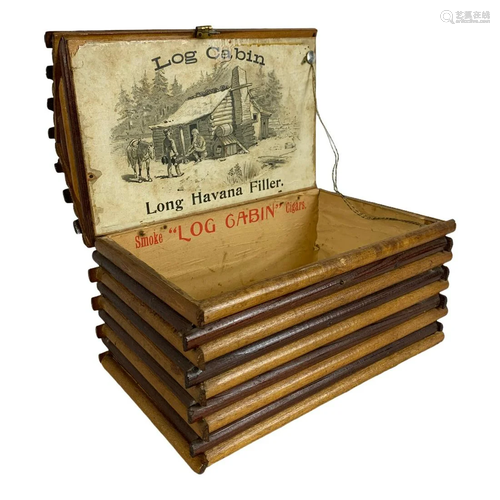 Log Cabin Cigar Box With Original Label