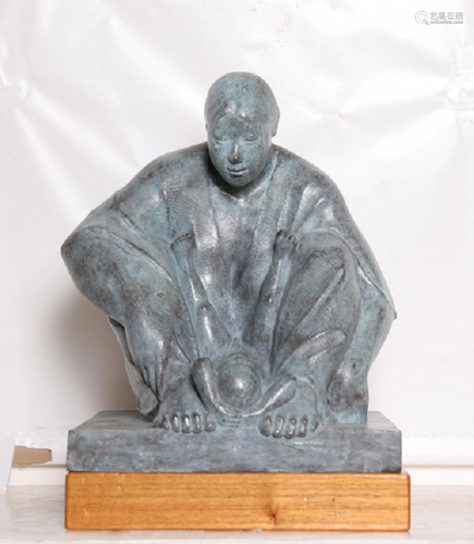 Unknown Artist, Mother with Child, Bronze Sculpture,