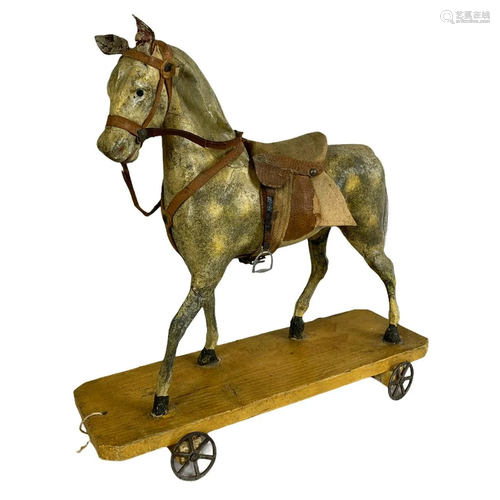 Early Toy Horse on Wheels