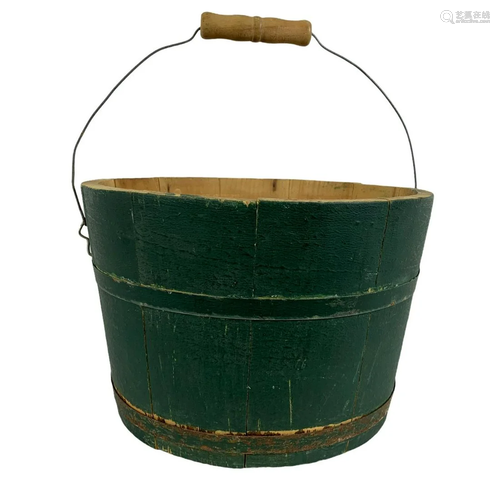 Green Painted Staved Bucket