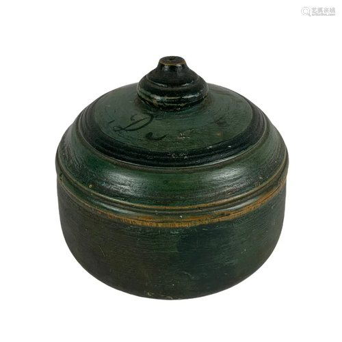 Painted Turned Treen Lidded Jar