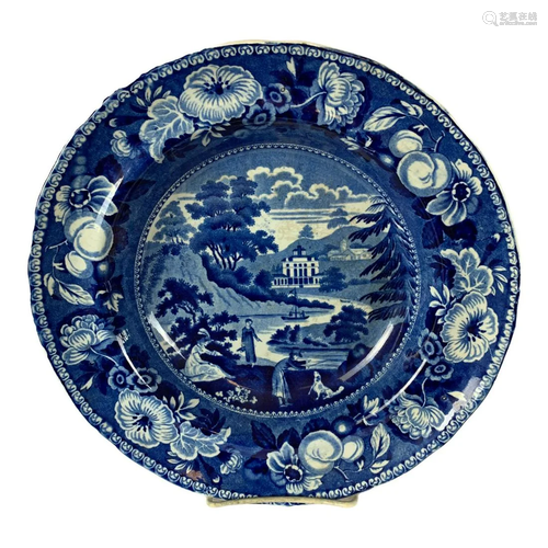 19th C. Historical Blue Soup Bowl