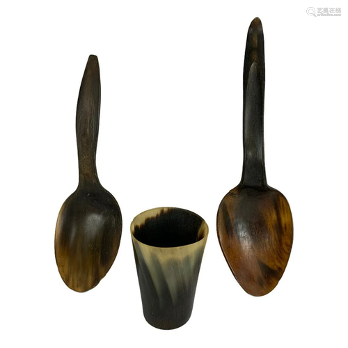 Group of Early Horn Serveware