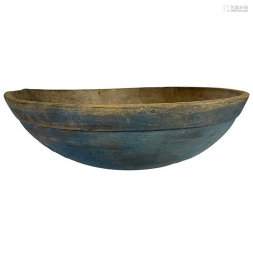 Large 19th C Blue Painted Bowl