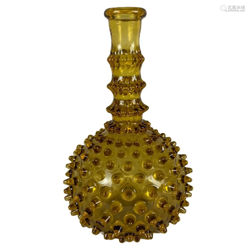 Amber Hobnail Barber Bottle