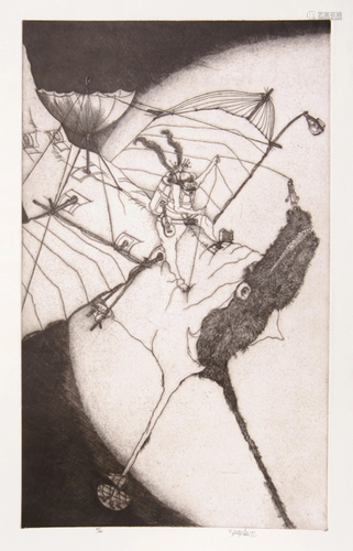 Julio Zachrisson, Astronauta Subdesarrollado, Etching,