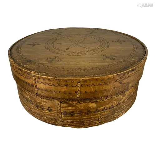 Large Round Carved Storage Box