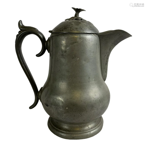 19th C Large American Pewter Flagon